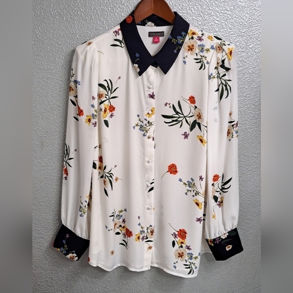Vince Camuto Floral Button Up Blouse    Size 1X - Picture 1 of 9